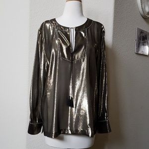 J. Crew Gold Silk Metallic Tunic {NWOT} Size 14